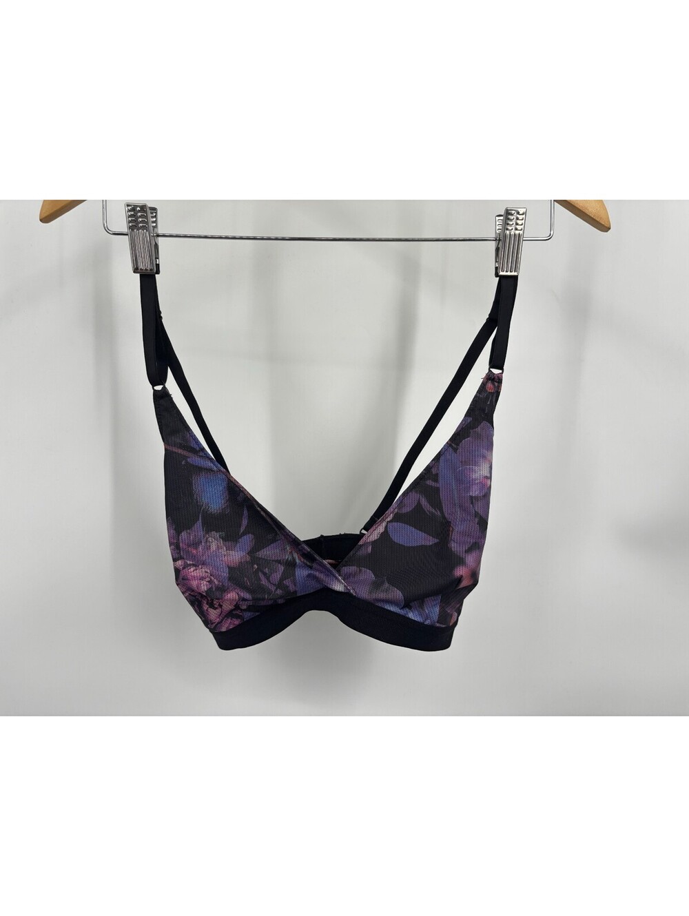 Wander By Hottotties Womens Bralette Purple Floral Crossover Adjustable Strap XL